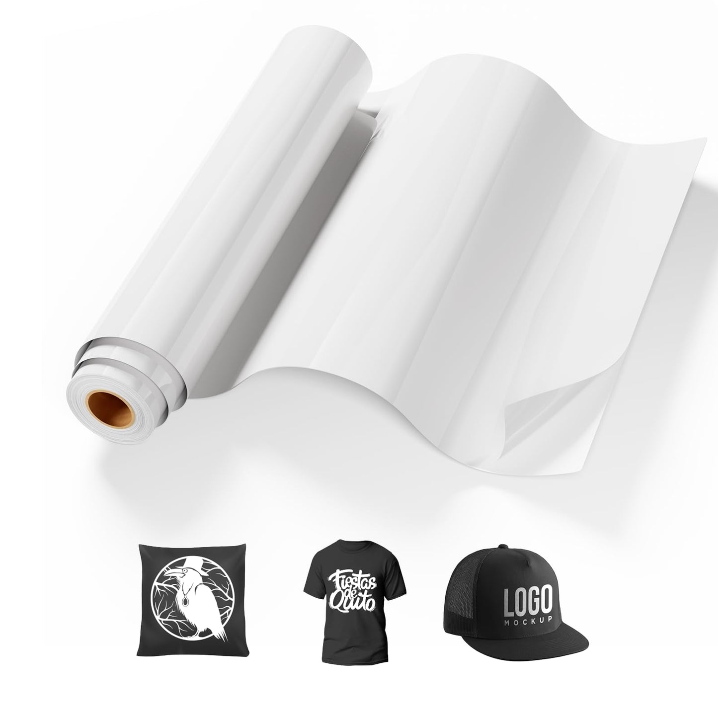 Amavinyl White Heat Transfer Vinyl Roll, 12'' x 25ft White Iron on Vinyl, Compatible with Cricut Machines, White HTV Vinyl for T-Shirts Design