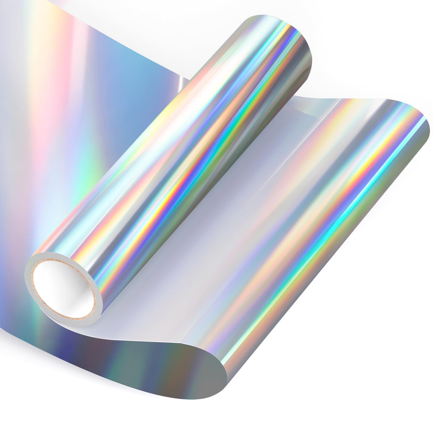 Holographic Vinyl Permanent Vinyl for Cricut, 12'' x 6 FT Silver Impervious Iridescent Adhesive Vinyl Roll for All Cutting Machine, Silhouette, Cameo Cutter, Home Outdoor Decor, Decal, Sticker