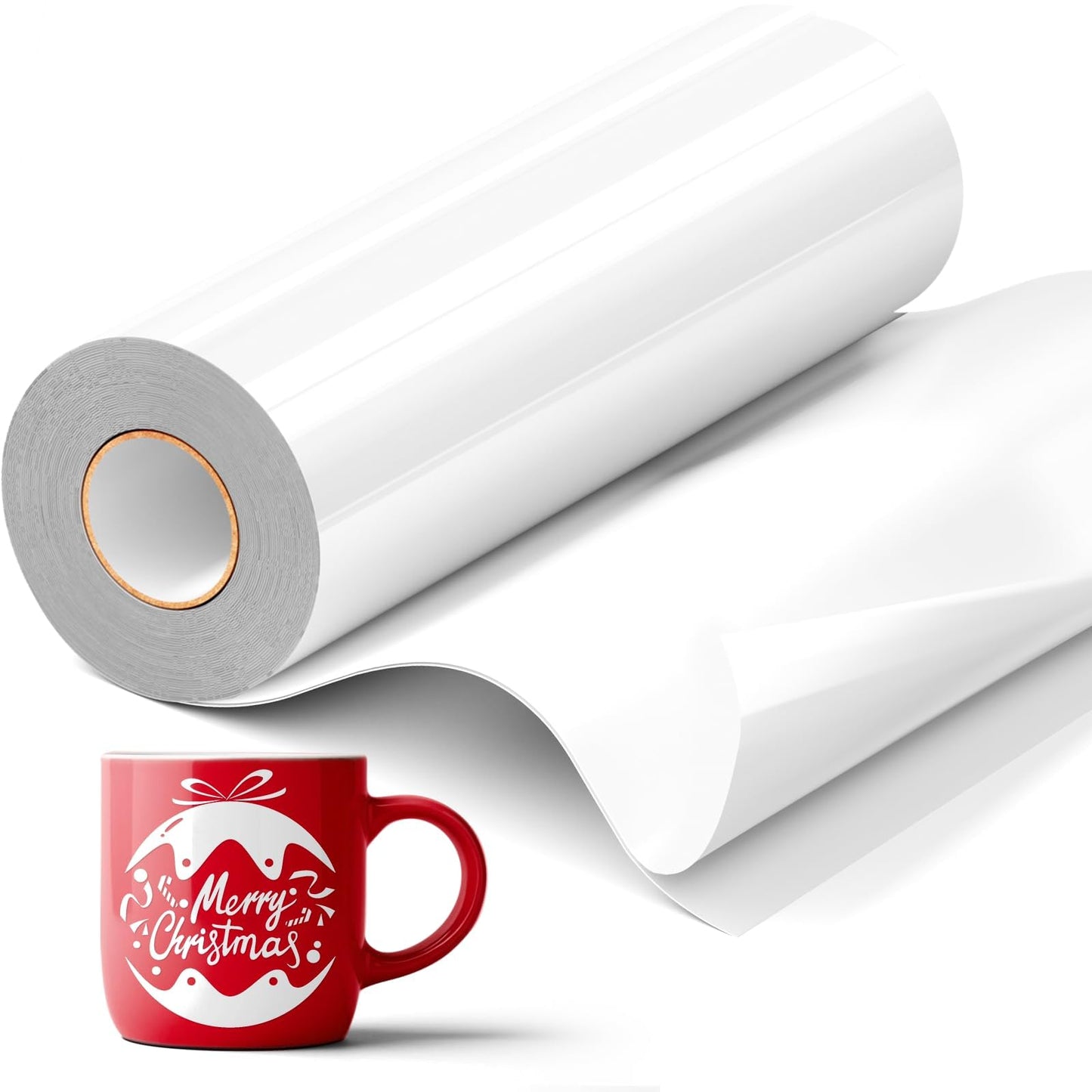 White Permanent Vinyl Roll for Cricut, 12'' x 40 FT White Adhesive Vinyl for All Cutting Machine, Indoor Outdoor White Vinyl, Waterproof Cup Sticker DIY Craft Decor