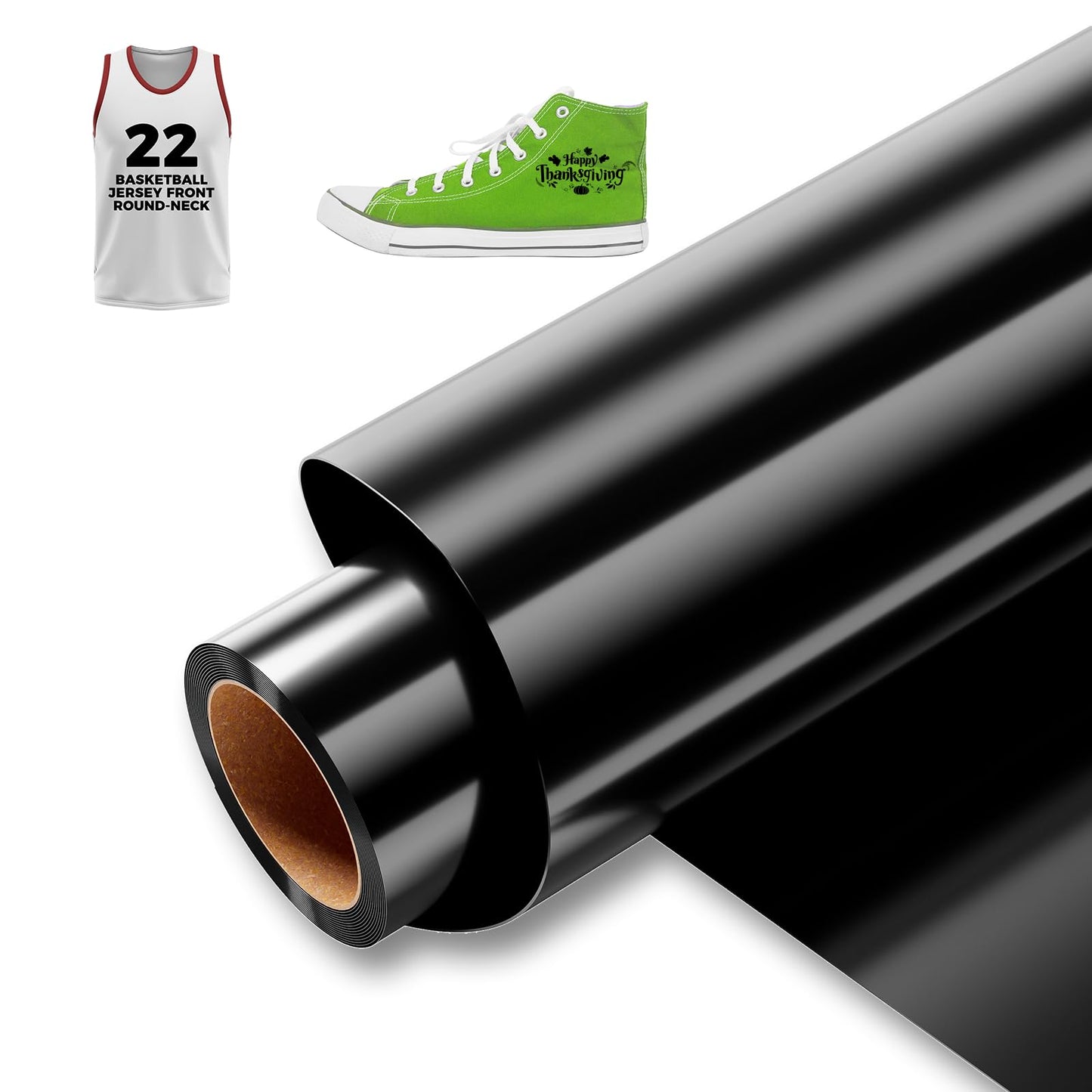 Black Heat Transfer Vinyl HTV, 12'' x 10Ft Black Iron on Vinyl for T-Shirts, Black HTV Vinyl Compatible with Cricut, Heat Press Vinyl for DIY Heat Vinyl Design