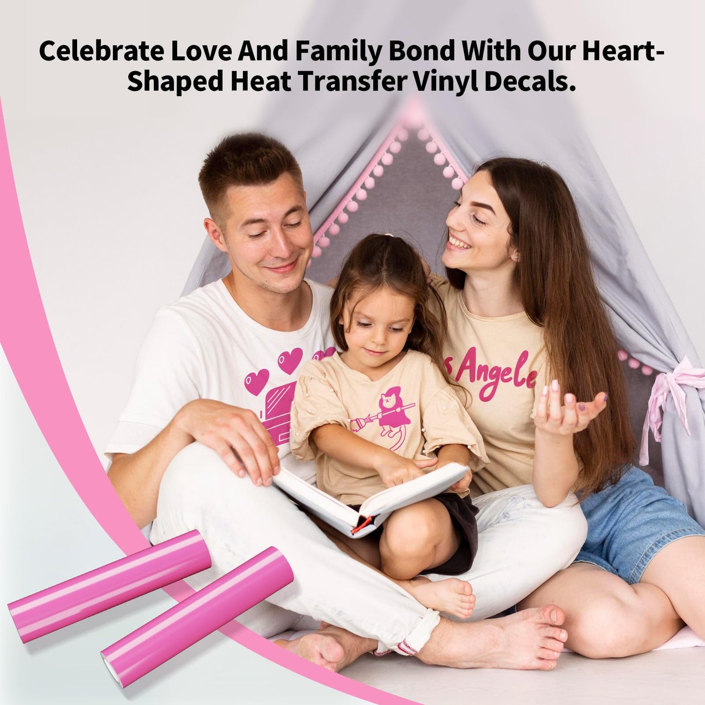 Amavinyl Pink Heat Transfer Vinyl, 12'' x 10ft Pink Iron on Vinyl, Compatible with Cricut and Cameo Cutter Machines, Pink HTV Vinyl for T-Shirts Design