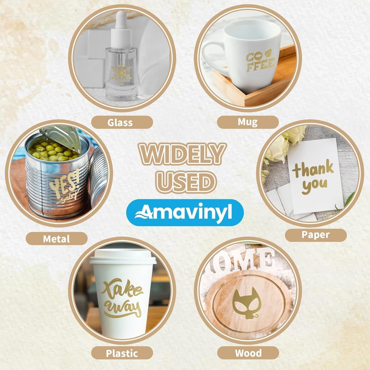 12in x 15ft Gloss Golden Permanent Vinyl Roll for Cricut Silhouette, Golden Adhesive Vinyl for All Cutting Machine, Impervious Outdoor Golden Vinyl, Car Decal Cup Sticker DIY Craft Decor