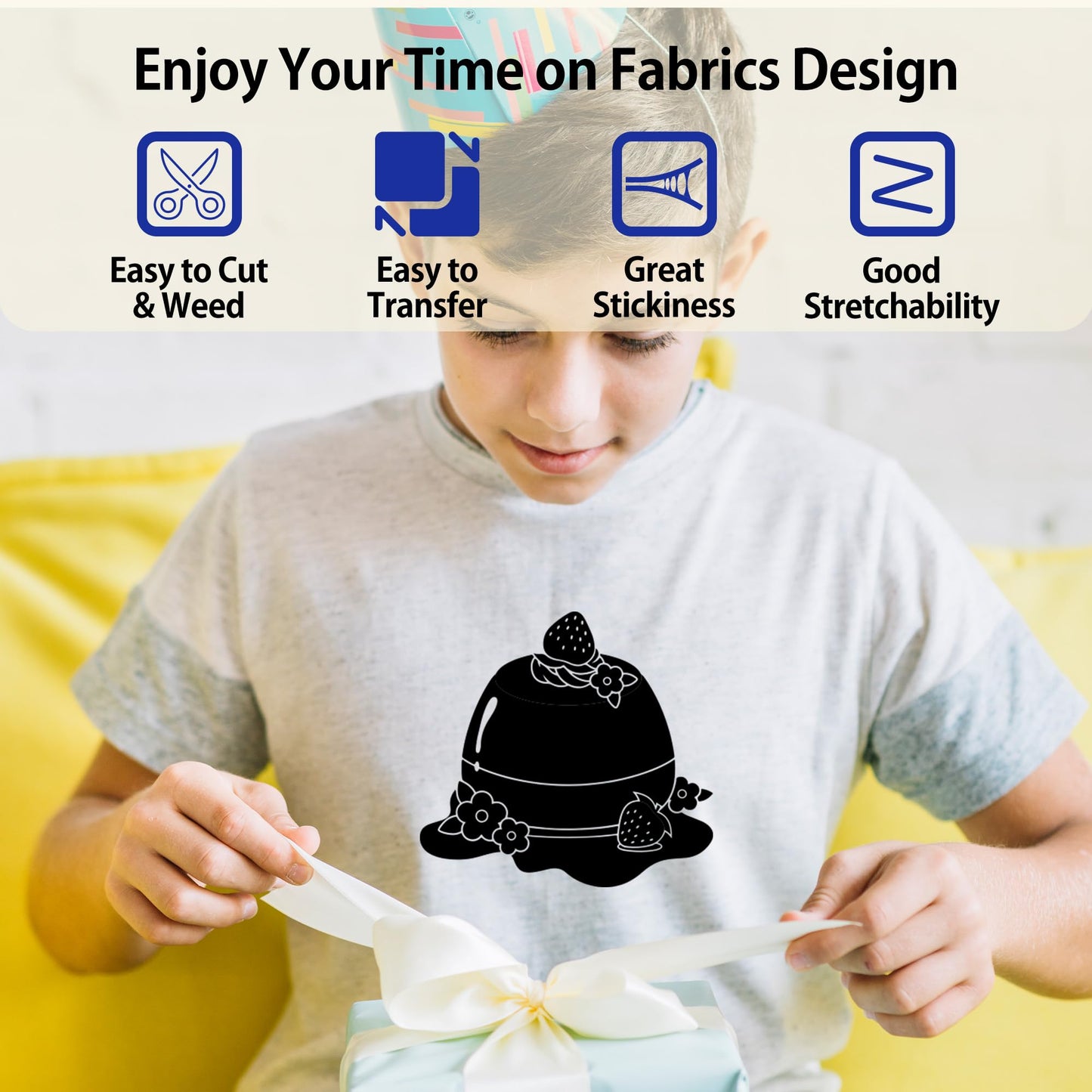Black Heat Transfer Vinyl HTV, 12'' x 10Ft Black Iron on Vinyl for T-Shirts, Black HTV Vinyl Compatible with Cricut, Heat Press Vinyl for DIY Heat Vinyl Design