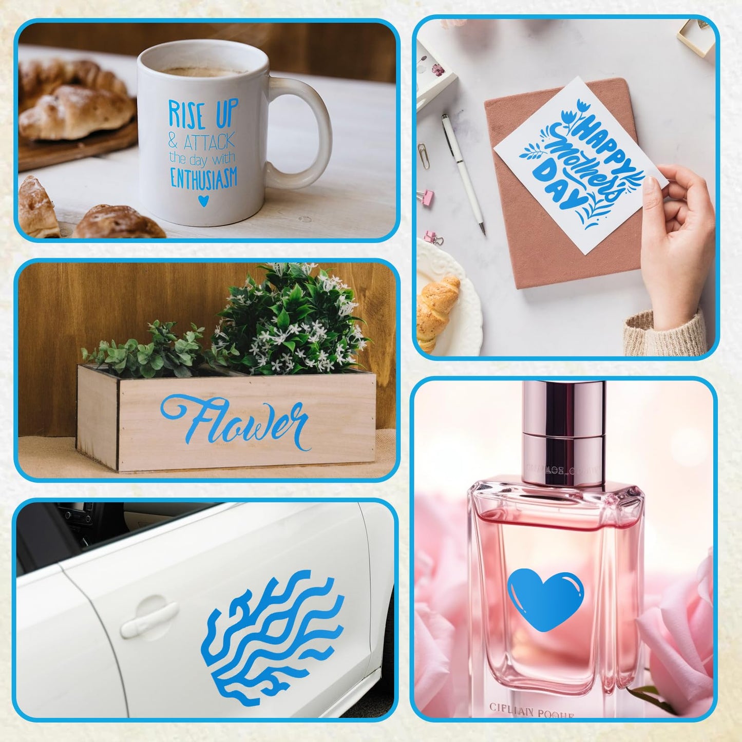 12'' x 15 FT Gloss Blue Permanent Vinyl for Cricut Silhouette, Blue Adhesive Vinyl for All Cutting Machine, Indoor Outdoor Blue Vinyl Roll, Impervious Cup Sticker DIY Craft Decor