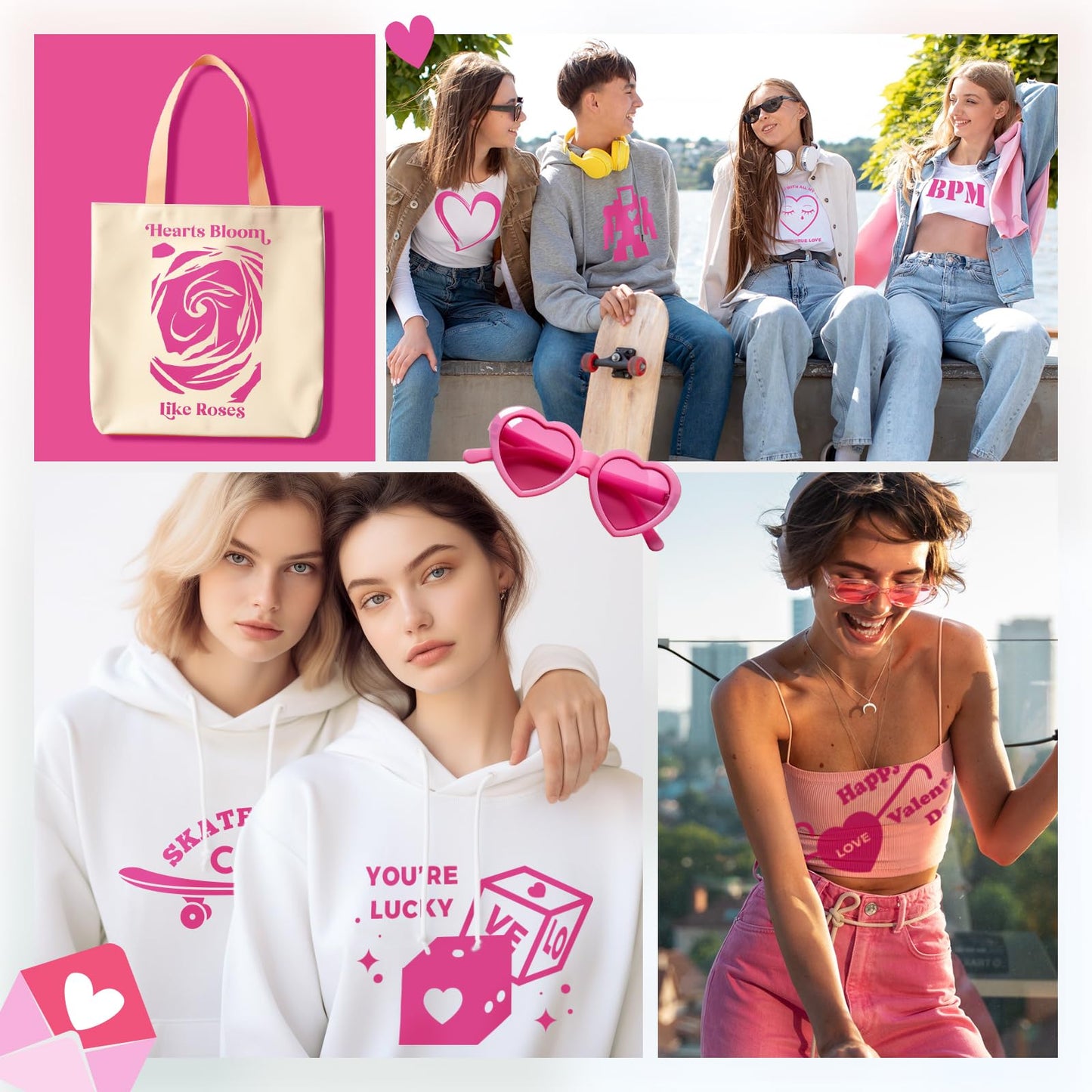 Amavinyl Pink Heat Transfer Vinyl, 12'' x 10ft Pink Iron on Vinyl, Compatible with Cricut and Cameo Cutter Machines, Pink HTV Vinyl for T-Shirts Design